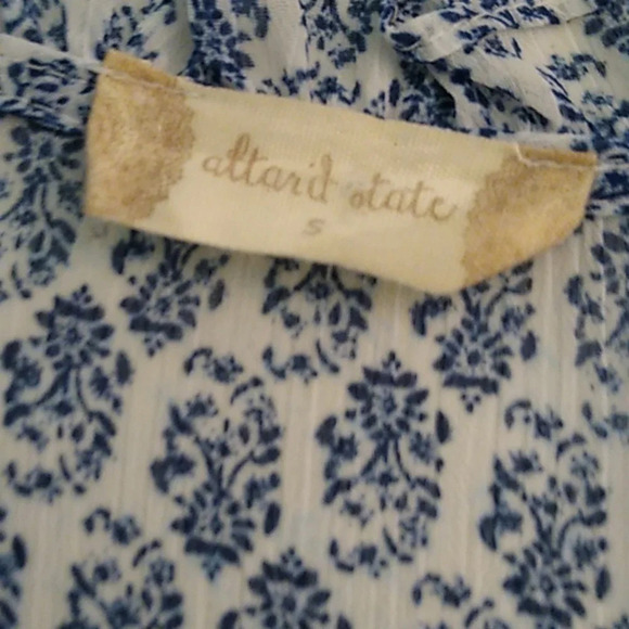 ALTAR'D STATE BOHO, COTTAGECORE, DENIM BLUE PAISLEY, LONG SLEEVE BLOUSE - Picture 3 of 9